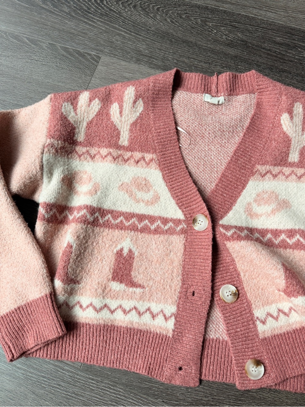debut Pink Patterned V-Neck Cardigan - Picture 3 of 4
